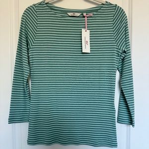 VINEYARD Vines Green Striped Long Sleeve Boatneck Tee | Size S